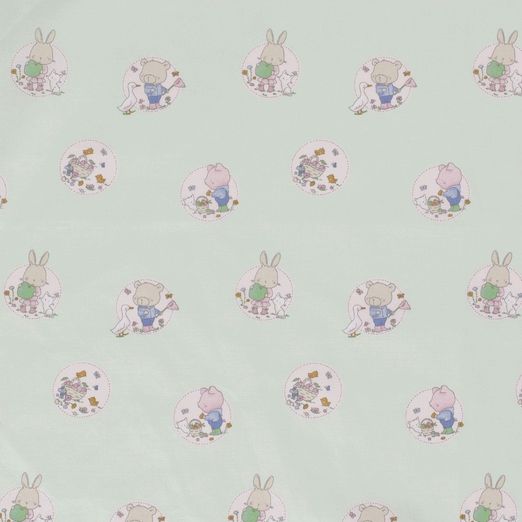 Baumwolle Tier Picknick auf Hellmint Baumwolle Tier Picknick auf Hellmint