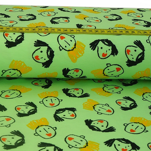 Jersey Funfaces auf Lindgrün