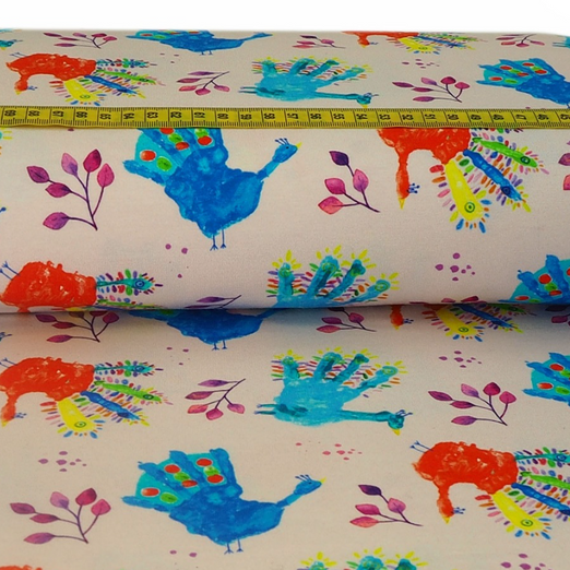 Jersey Nice Pfau auf Hellrosa