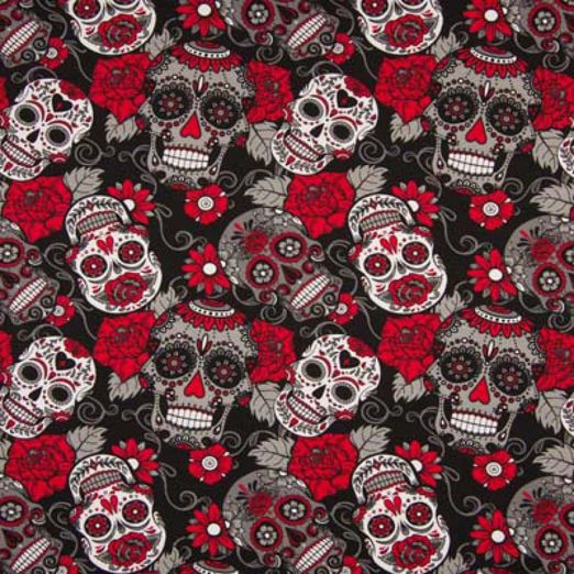 Jersey Skulls & Flowers Rot/Schwarz