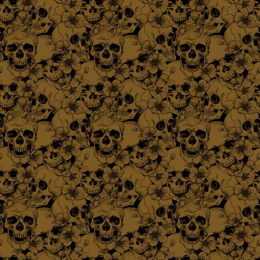 Jersey Skulls with Flowers Goldbraun BIO