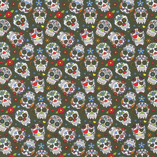 Jersey Coloured Skulls auf Khaki