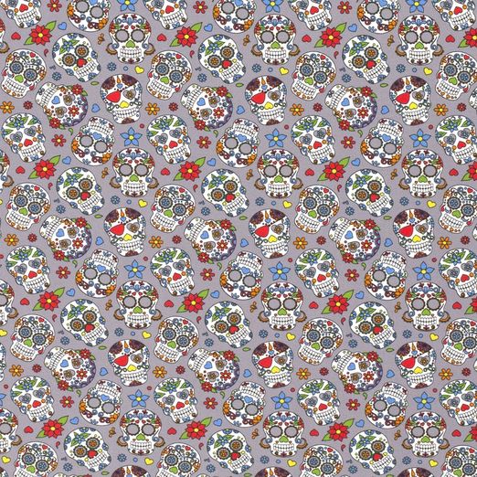 Jersey Coloured Skulls auf Grau