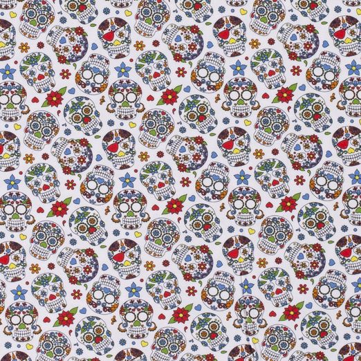 Jersey Coloured Skulls auf Weiß