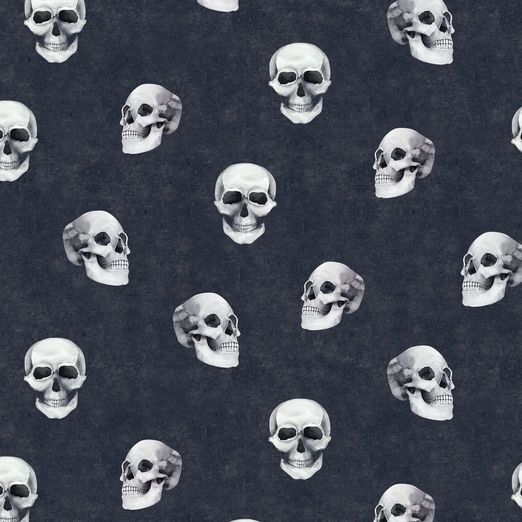 Jersey Jeansoptik Skulls auf Nachtblau Digital BIO