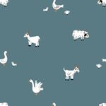 Jersey Schafe & Ziegen auf Jeansblau Jersey Schafe & Ziegen auf Jeansblau