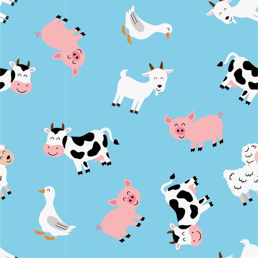 Jersey Farm Animals auf Himmelblau