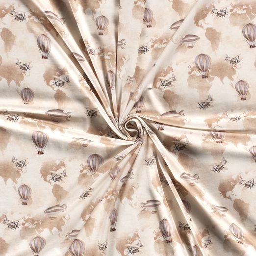 Jersey Fluggeräte im Himmel auf Creme Digital