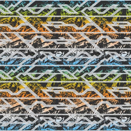 Sommersweat Bunte Reifenspuren auf Hellgrau Meliert Digital