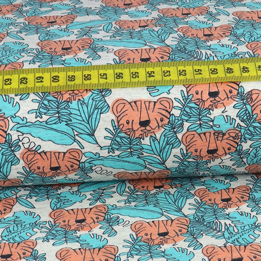 Jersey Tropical Tiger Apricot auf Creme Meliert