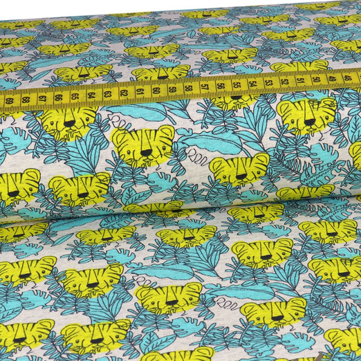 Jersey Tropical Tiger Gelb auf Creme Meliert Jersey Tropical Tiger Gelb auf Creme Meliert