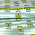 Jersey Organic Cotton Löwenprinz auf Streifen Dunkelmint