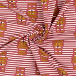 Organický bavlněný Jersey Levský princ na pruzích světle bordó