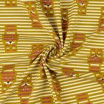 Organická bavlna Jersey Levý princ na pruhovaném hořčicovém