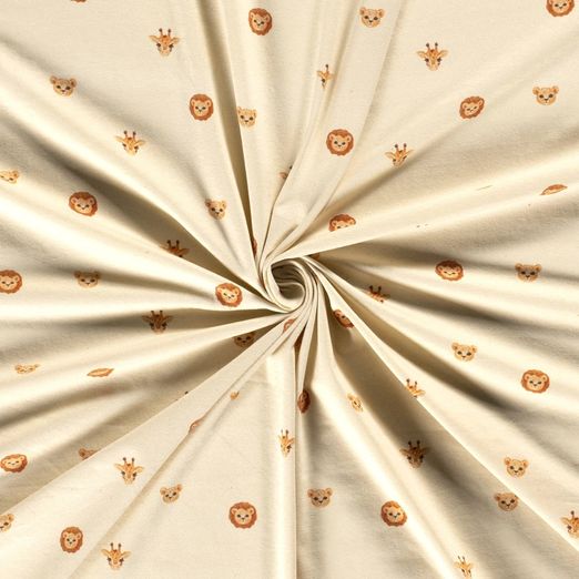 Jersey Süße Tierportraits auf Hellbeige Digital BIO Jersey Süße Tierportraits auf Hellbeige Digital BIO