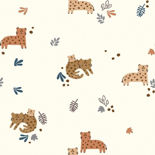 Jersey Süße Panther auf Cremeweiß Jersey Süße Panther auf Cremeweiß