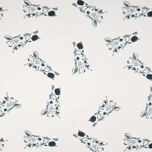 Jersey Giraffenportraits Rauchblau auf Creme ORGANIC