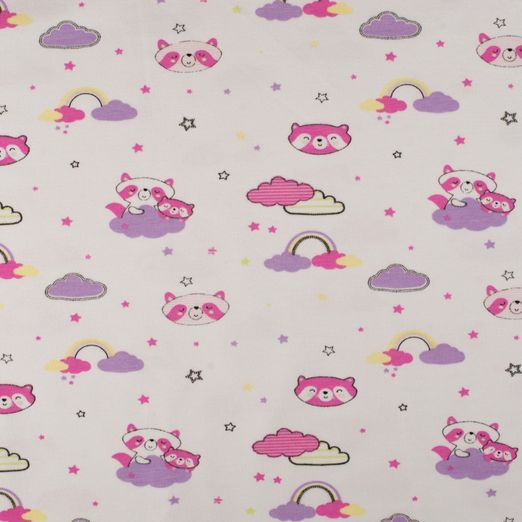 Jersey Waschbär in den Wolken Flieder/Pink auf Creme