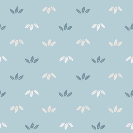 Jersey Kombistoff Blätter auf Hellblau