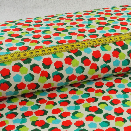 Baumwolle Wolkenpunkte Rot  Überbreite