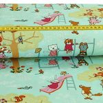 Baumwolle Tiere auf dem Spielplatz Hellmint Überbreite