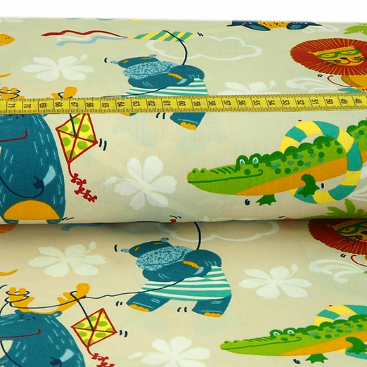 Baumwolle Holiday Animals auf Hellbeige Überbreite Baumwolle Holiday Animals auf Hellbeige Überbreite