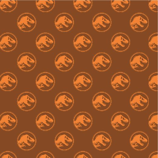Baumwolle Jurassic Park Dino im Kreis Blutorange Lizenz Digital