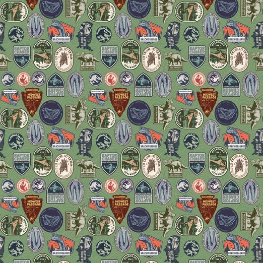 Baumwolle Jurassic Park Symbole Grün Lizenz Digital