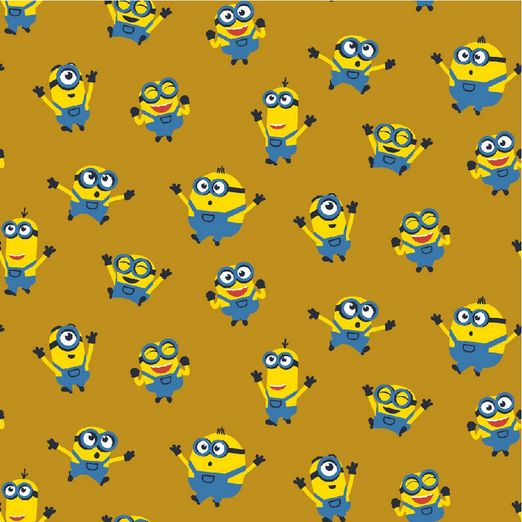 Baumwolle LIZENZ Aufgeregte Minions auf Senfgelb