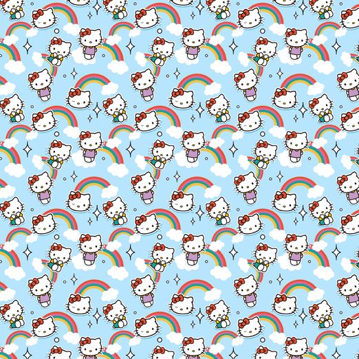 Baumwolle LIZENZ Hello Kitty auf Hellblau Digital