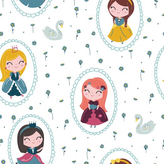 Baumwolle Froschkönig Prinzessin auf Weiß Lizenz Digital