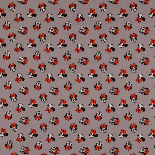 Baumwolle LIZENZ Minnie Mouse Gesichter auf Grau Digital