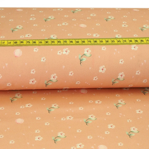 Baumwolle Kleines Blümchen Aquarell auf Apricot Digital