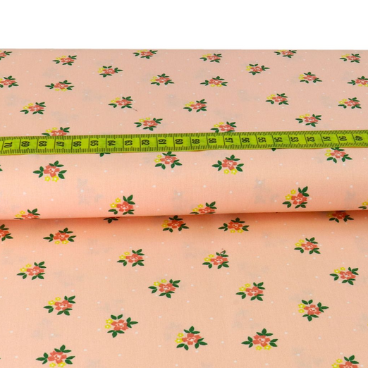 Baumwolle Blümchensträuße & Punkte auf Hellrosa