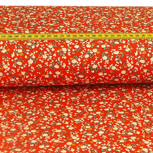 Baumwolle Blumen Marina auf Rot