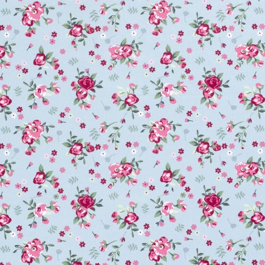 Baumwolle Blumen Sissi auf Hellblau