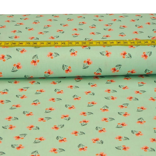 Baumwolle Kleines Blümchen auf Mint BIO