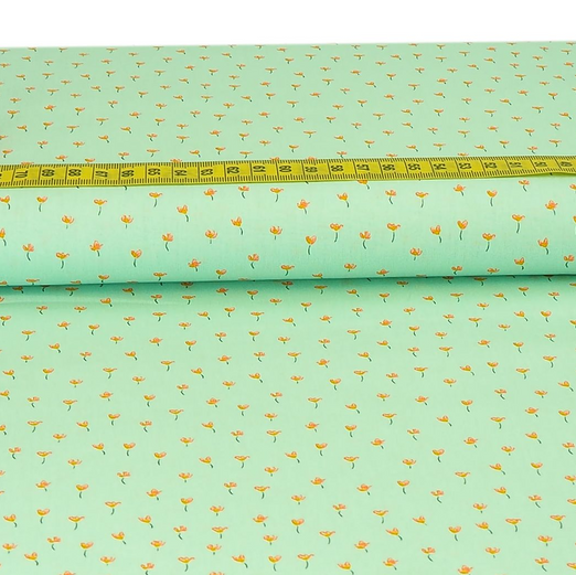 Baumwolle Kleine Flowers auf Mint BIO