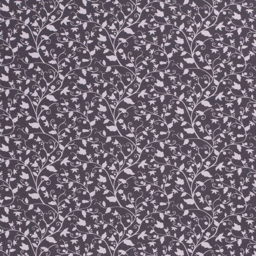 Baumwolle Blumenschnörkel auf Dunkelgrau