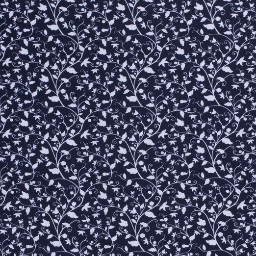 Baumwolle Blumenschnörkel auf Marine