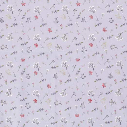 Baumwolle Blätter- und Beerenzweige auf Grau