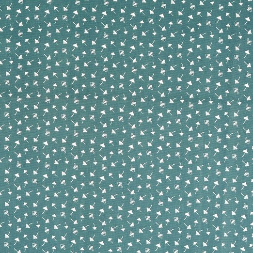 Baumwolle Kleine Pilze auf Petrol