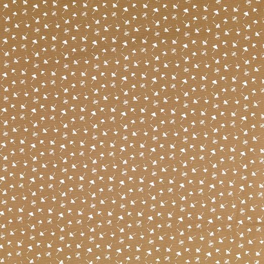 Baumwolle Kleine Pilze auf Hellbraun