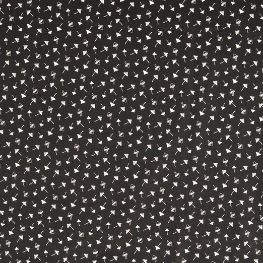 Baumwolle Kleine Pilze auf Schwarz