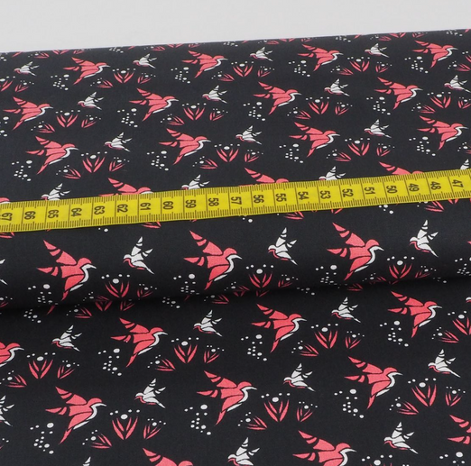 Baumwolle Vögel Feliz Schwarz