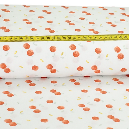 Baumwolle Sweat Peaches auf Weiß ORGANIC