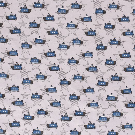Baumwolle Stars & Submarines auf Hellgrau
