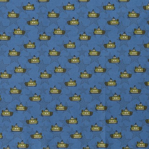 Baumwolle Stars & Submarines auf Rauchblau