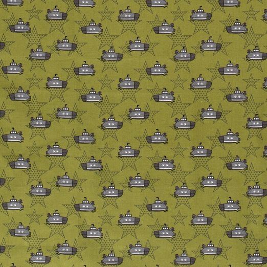 Baumwolle Stars & Submarines auf Khaki Baumwolle Stars & Submarines auf Khaki