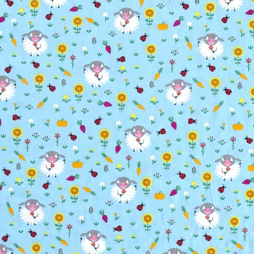 Baumwolle Sheep mit Gemüse Aqua